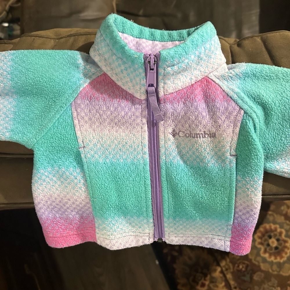Columbia Teal and Pink Fleece Jacket